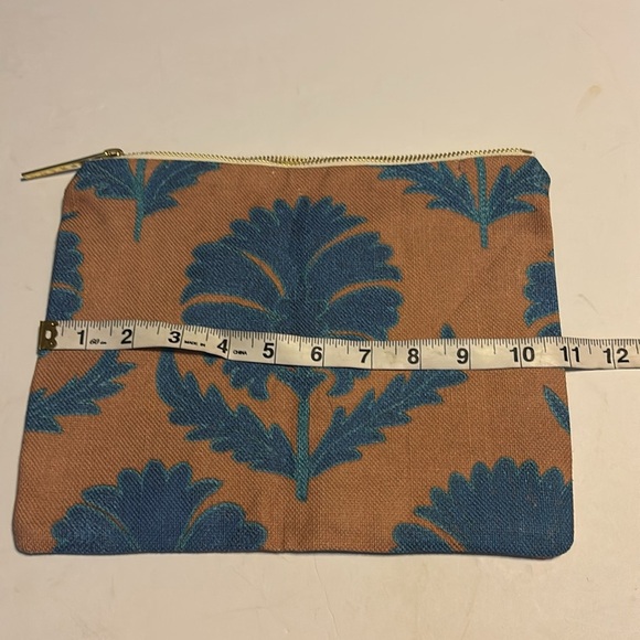 ST. FRANK TURQUOISE DAISY AND TAN DESIGN JUTE LIKE CANVAS BAG MULTI USE BAG - Picture 7 of 7